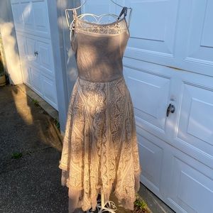 Taupe lace midi dress